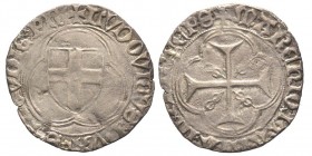 Ludovico 1440-1465
Doppio Bianco, atelier inconnu, ND, AG 2.5 g. 
Ref : MIR 161b (R), Sim 7/1, Biaggi 144e Conservation : TTB