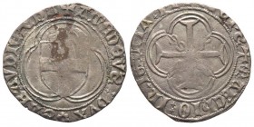 Amedeo IX 1465-1472
Parpagliola o Doppio Bianco, Cornavin, ND, AG 2.61 g.
Ref : MIR 188d (R), Sim.17, Biaggi 166e
Conservation : TTB
