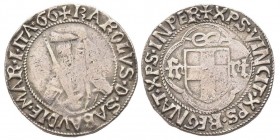Carlo I 1482-1490
Testone, I Tipo, Cornavin, ND, AG 9.49 g.
Ref : MIR 227c (R3), Sim. 5., Biaggi 198b
Conservation : TB. Très Rare