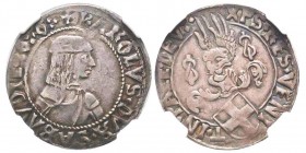 Carlo I 1482-1490
Mezzo Testone, II tipo, Cornavin, ND, AG 4.74 g.
Ref : MIR 230 (R5), Sim. 7, Biaggi 200
Conservation : Très Rare
Remise en vente de ...
