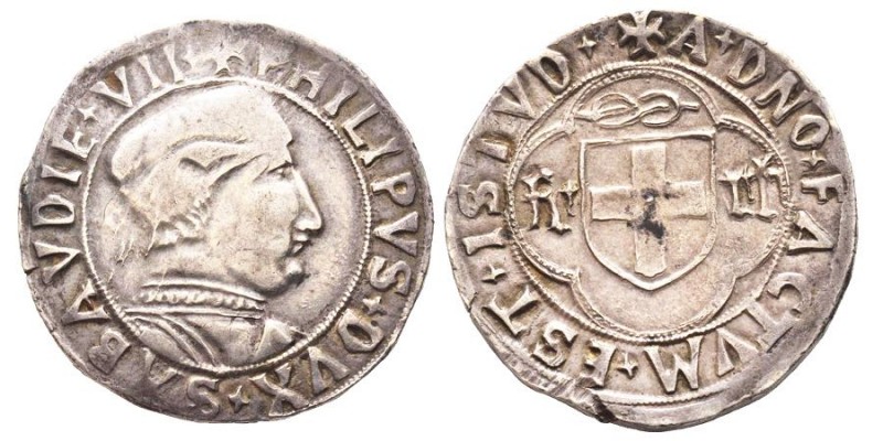 Filippo II 1496-1497
Testone, I Tipo, ND, AG 9.36 g.
Avers : +PHILIPVS+DVX+SABAV...