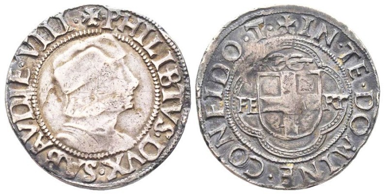 Filiberto II 1497-1504
Testone, Torino, ND, AG 9.13 g.
Avers : + PHILIBTVS DVX S...