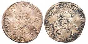 Carlo II 1504-1553
da Grossi 5 e 1/4 o Cornuto debole, Torino, ND, I tipo, AG 5.00 g.
Ref : MIR 369a (R2), Sim. 43/1, Biaggi 318b
Conservation : TB. R...