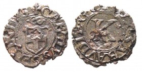 Carlo II 1504-1553
Mezzo Quarto di Piemonte, I Tipo, Cornavin o Torino, Mi 0.67 g.
Ref : MIR 426c (R9), Sim 88, Biaggi 364, HMZ I-391a
Conservation : ...