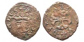 Carlo II 1504-1553
Mezzo Quarto di Piemonte, III Tipo, Mi 0.66 g.
Ref : MIR 428 (R5), Sim 89, Biaggi 365
Conservation : TB-TTB. Rarissime