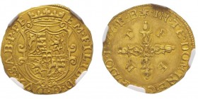 Emanuele Filiberto Duca 1559-1580
Scudo d'oro del Sole, VI Tipo, Chambéry, 1566, AU 3.29 g.
Ref : MIR 497d (R), Sim.25/4, Biaggi 417h, Fr.1039 Conserv...
