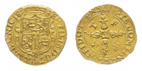 Emanuele Filiberto Duca 1559-1580
Scudo d'oro del Sole, VI Tipo, Nizza 1574, AU 3.30 g.
Ref : MIR 497j (R), Sim. 25/10, Biaggi 418, Fr.1039
Conservati...