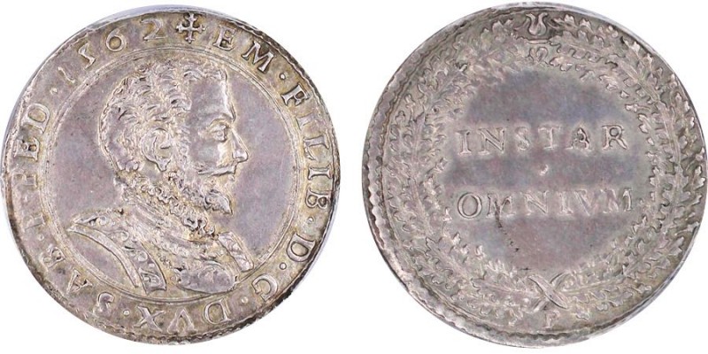 Emanuele Filiberto Duca 1559-1580
Lira, Chambery, 1562, AG 12.48 g.
Ref : MIR 50...