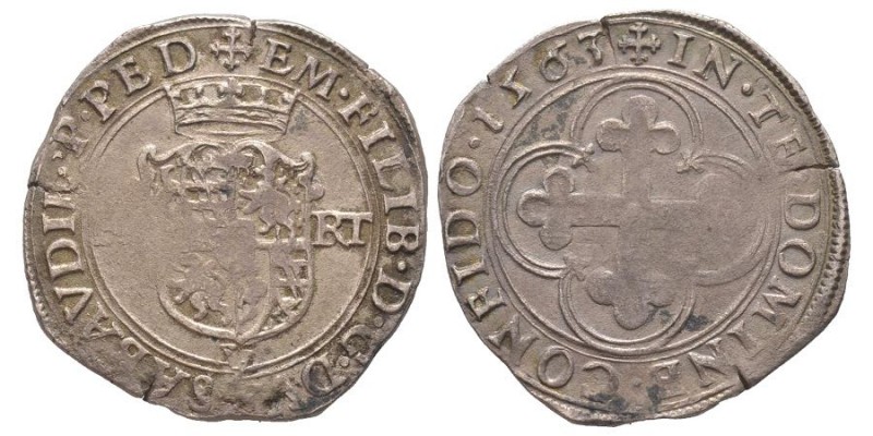 Emanuele Filiberto Duca 1559-1580
Bianco o 4 Soldi, I tipo, Vercelli, 1553 V, Mi...