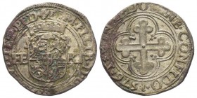 Emanuele Filiberto Duca 1559-1580
Bianco o 4 Soldi, I tipo, Torino, 1576 T, Mi 4.63 g.
Ref : MIR 520ac, Sim. 45, Biaggi 438r
Conservation : TTB