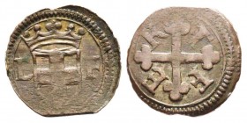 Emanuele Filiberto Duca 1559-1580
Mezzo quarto di Soldo, Aosta, ND, Mi 0.83 g.
Ref : MIR 555 (R), Sim. 76, Biaggi 469
Conservation : TTB/SUP. Rare