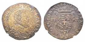 Carlo Emanuele I 1580-1630 
Ducatone, V Tipo, Torino, 1595, AG 31.4 g.
Ref : MIR 603 (R6), Sim. 30, Biaggi 513d
Conservation : NGC XF40