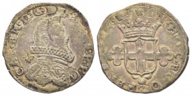 Carlo Emanuele I 1580-1630 
2 Fiorini, I Tipo, 1616, Mi 6.7 g.
Ref : MIR 645j (R), Sim 60, Biaggi 546
Conservation : TTB