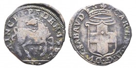 Carlo Emanuele I 1580-1630 
Cavallotto, I Tipo, Nizza, 1587 N, Mi 2.39 g.
Ref : MIR 656c (R), Sim.64, Biaggi 552h
Conservation : TB-TTB
