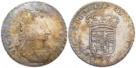 Amedeo II Re di Sicilia 1713-1718
3 Lire, Torino, 1717, AG 18.18 g.
Ref : MIR 881a (R4), Sim. 44/1, Biaggi 752b
Conservation : Superbe. Rarissime