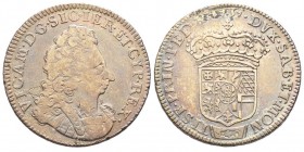 Amedeo II Re di Sicilia 1713-1718
2 Lire, Torino, 1717, AG 12 g.
Ref : MIR 884 (R4), Sim. 46, Biaggi 755 
Conservation : rayures sinon TTB. Très Rare...
