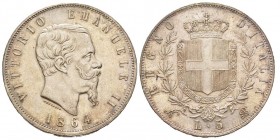 Vittorio Emanuele II 1861-1878 - Re d'Italia
5 Lire, Napoli, 1864, AG 26 g.
Ref : MIR 1082d (R), Pag. 485 
Conservation : Superbe. Rare