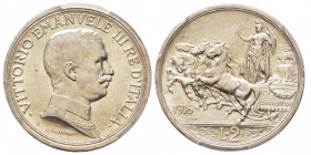 Vittorio Emanuele III 1900-1943
2 Lire Quadriga briosa, Roma, 1916, AG 10 g.
Ref : MIR 1142c, Pag. 739
Conservation : PCGS MS63. FDC