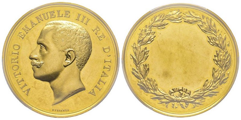 Vittorio Emanuele III 1900-1943
Medaglia in oro, AU 65.26 g. 45 mm Opus Speranza...