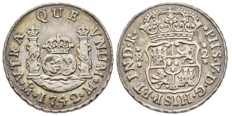 Mexico
Felipe V 1700-1746
2 Reales, 1742 M.M, AG 6.79 g. Ref : Cal. 1292, KM#85
...