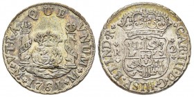 Mexico Carlo III 1759-1788
2 Reales, 1761 M, AG 6.76 g. 1 sur 0
Ref : Cal. 1325, KM#87
Conservation : Superbe. Rare