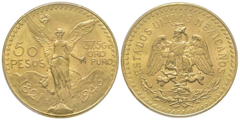 50 Pesos, 1946, AU 41.66 g. 900‰
Ref : Fr. 172, KM#481 
Conservation : PCGS MS66...