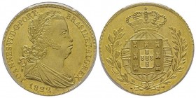 Portugal Joao VI 1816-1826
Peca, Lisbonne, 1822, AU 4.29 g.
Ref : Fr. 128, KM#364, Gomez 18.06
Conservation : PCGS MS62. FDC