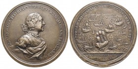 Russia
Peter the Great 1682-1725
Medaille en bronze, 1720, "Grengam", AE 102 g. 61.5 mm
opus T. Iwanoff & M. Kuchkin, 
Ref : Diakov 56.8
Conservation ...