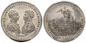Alexander I. 1801-1825
Médaille en Laiton argenté, Victoire des alliés sur Napoléon à Leipzig, 1813, 33mm par Stettner
Avers : Bustes affrontés de Fra...