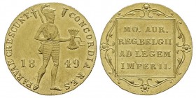 Nicolas I 1825-1855
Ducat, "Netherlands trade coinage", St. Petersburg, 1849, AU 3.49 g.
Ref : Fr. 161, Bit. 35
Conservation : Superbe