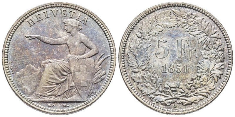 Confédération helvétique 1848- à nos jours
5 Francs, Paris, 1851, AG 25 g.
Ref :...