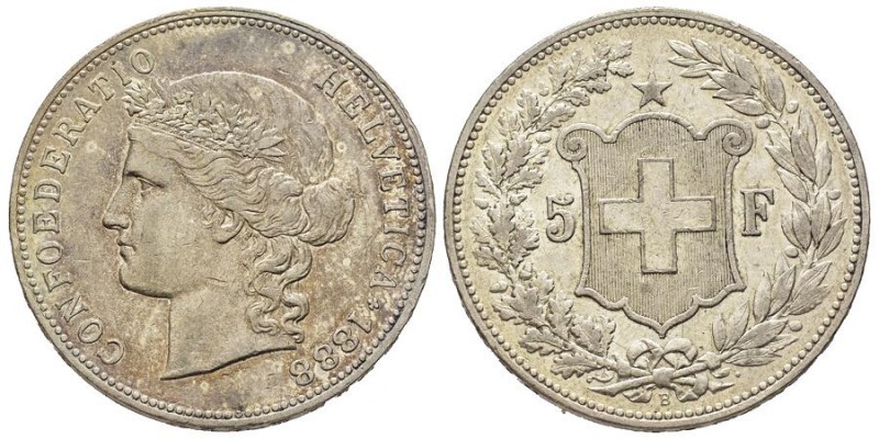 Confédération helvétique 1848- à nos jours
5 Francs, Bern, 1888, AG 25 g.
Ref : ...