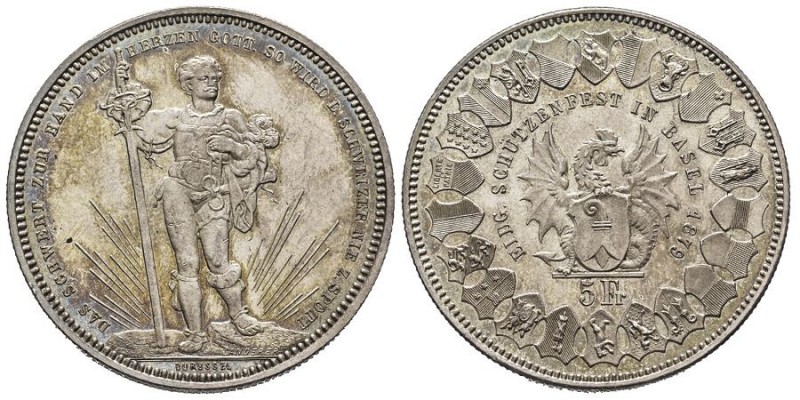 Confédération helvétique 1848- à nos jours
5 Francs, Basel, 1879, AG 25.00 g.
Re...