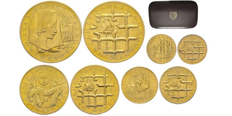 Tchécoslovaquie 
Set de quatre monnaies en or de 1, 2, 5 et 10 Ducats, 1972 Krem...