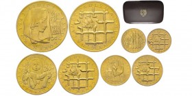 Tchécoslovaquie 
Set de quatre monnaies en or de 1, 2, 5 et 10 Ducats, 1972 Kremnitz, Massacre de Lidice (1942), AU 986‰
Conservation : FDC. Rarissime...