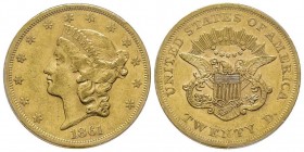 USA

20 Dollars, Philadelphia, 1861, AU 33.43g. 
Ref : KM#74.1, Fr.169
Conservation : PCGS AU53
