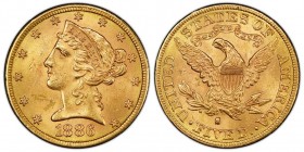 5 Dollars Coronet Head , San Fransisco , 1886 S, AU 8.34 g.
Ref : Fr. 145
Conservation : NGC MS64