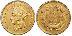 3 Dollars, Philadelphia, 1874, AU 5 g.
Ref : Fr. 124
Conservation : PCGS AU55. Rare
