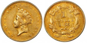 1 Dollar, Philadelphia, 1855, AU 1.67 g.
Ref : Fr. 89
Conservation : PCGS AU55