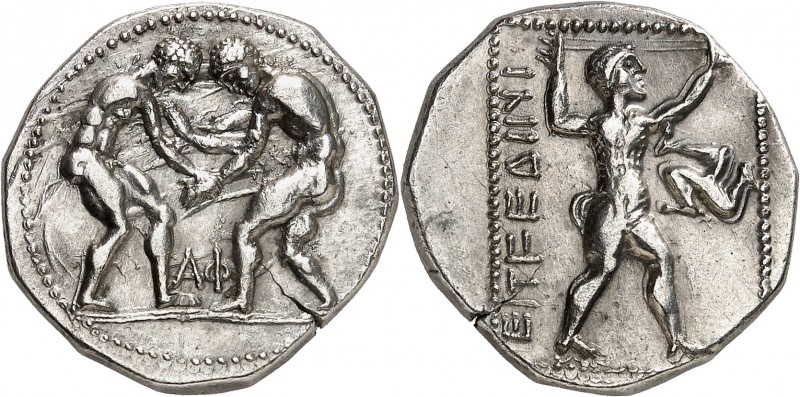GRÈCE ANTIQUE
Pamphylie, Aspendos (ca 420-370 av. J.C.). Statère argent.
Av. D...
