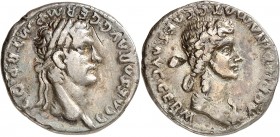 EMPIRE ROMAIN
Caligula (37-41) et Agrippine. Denier 40, Lyon.
Av. Tête laurée de Caligula à droite. Rv. Tête nue d’Agrippine à droite.
Ric. 14. 3,0...