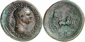 EMPIRE ROMAIN
Titus (69-79). Sesterce 72, Rome.
Av. Buste lauré et cuirassé à droite. Rv. Titus conduisant un quadrige à droite.
RIC 476. 25,67 g....