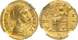 EMPIRE ROMAIN
Crispine, femme de Commode (177-183). Aureus 180-183, Rome.
Av. Buste drapé à droite. Rv. Vénus assise à gauche.
Cal. 2377. 7,23 g.
...