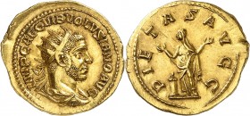 EMPIRE ROMAIN
Volusien (251-253). Aureus, Rome.
Av. Buste radié et drapé à droite. Rv. La Piété debout à gauche.
Cal. 3365. 23 mm. 6,12 g.
Provena...