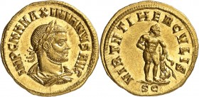 EMPIRE ROMAIN
Maximien Hercule (286-305). Aureus 286-287, Cyzique.
Av. Buste lauré et drapé à droite. Rv. Hercule debout à droite.
Cal. 4759. 5,50 ...