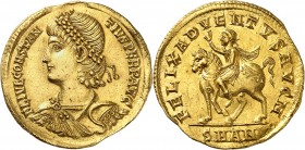 EMPIRE ROMAIN
Constantin II (337-350). Médaillon en or de 1,5 solidi 346, Antioche, frappé pour le retour de l’empereur à Constantinople pour l’anniv...