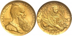 ALBANIE
Zog Ier (1925-1939). 20 franga 1927, Vienne, essai, « prova »
Av. Scanderbeg à droite. Rv. Lion de Saint-Marc.
Km. Pr 15.
NGC MS 64. Rare ...