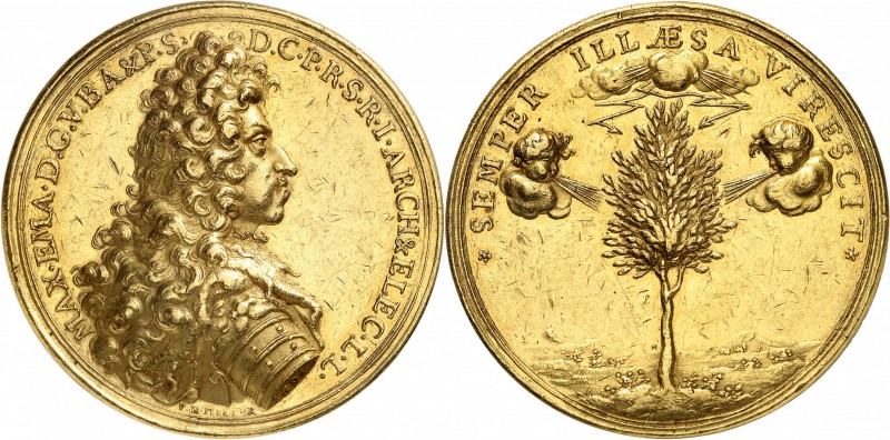 ALLEMAGNE
Bavière, Maximilien II Emmanuel. Médaille en or de 24 ducats 1694, pa...