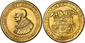ALLEMAGNE
Saxe, George Herzog (1500-1539). Médaille 1533, fonte en or au poids de 10 ducats, par Magdeburger.
Av. Buste habillé à gauche. Rv. Écu.
...