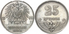 ALLEMAGNE
IIème Reich, Guillaume II (1888-1918). 25 pfennig 1908 A, Berlin, essai en nickel.
Av. Aigle de face aux ailes déployées. Rv. Valeur.
Sch...